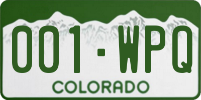CO license plate 001WPQ