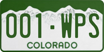 CO license plate 001WPS