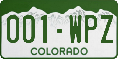 CO license plate 001WPZ