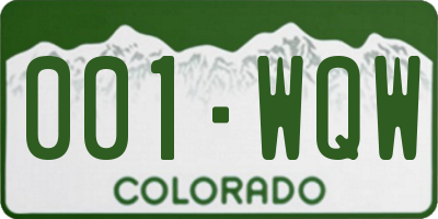 CO license plate 001WQW