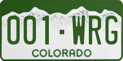 CO license plate 001WRG