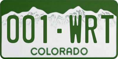 CO license plate 001WRT