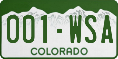 CO license plate 001WSA