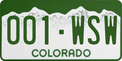 CO license plate 001WSW