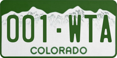 CO license plate 001WTA