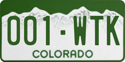 CO license plate 001WTK