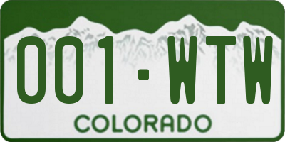 CO license plate 001WTW