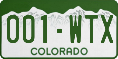 CO license plate 001WTX