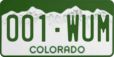 CO license plate 001WUM