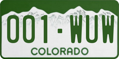 CO license plate 001WUW