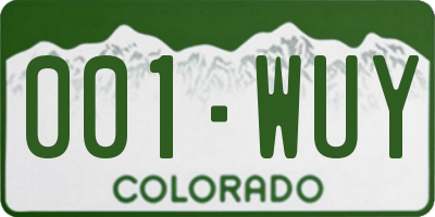 CO license plate 001WUY