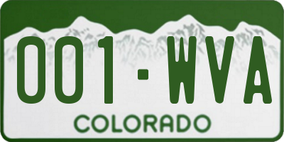 CO license plate 001WVA
