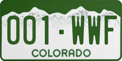 CO license plate 001WWF