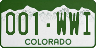 CO license plate 001WWI