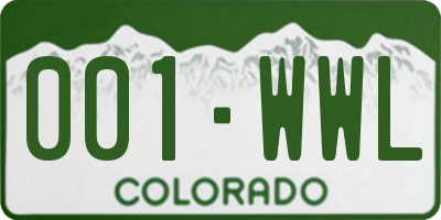 CO license plate 001WWL