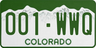 CO license plate 001WWQ