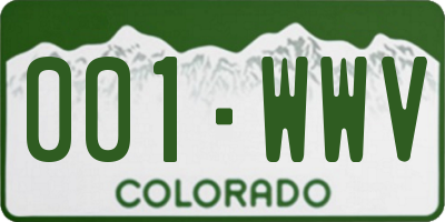 CO license plate 001WWV