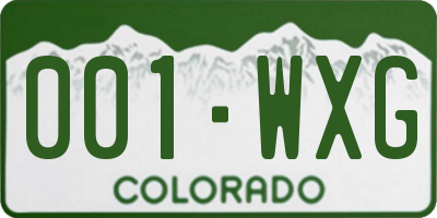 CO license plate 001WXG