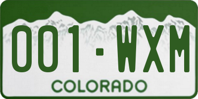 CO license plate 001WXM