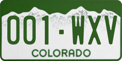 CO license plate 001WXV