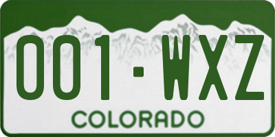 CO license plate 001WXZ