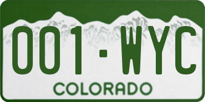 CO license plate 001WYC
