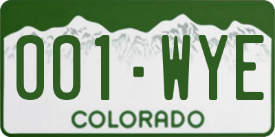 CO license plate 001WYE