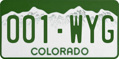 CO license plate 001WYG