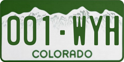 CO license plate 001WYH