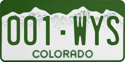 CO license plate 001WYS