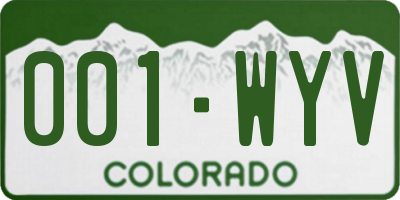 CO license plate 001WYV