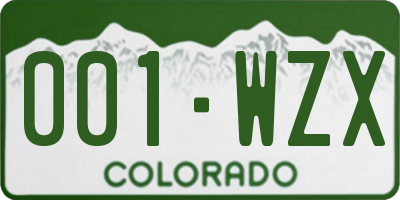 CO license plate 001WZX