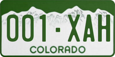 CO license plate 001XAH