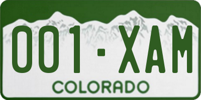CO license plate 001XAM
