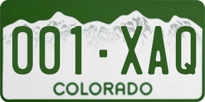 CO license plate 001XAQ