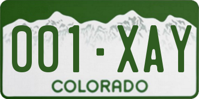 CO license plate 001XAY