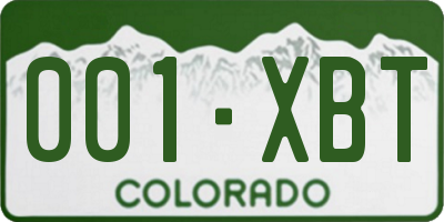 CO license plate 001XBT