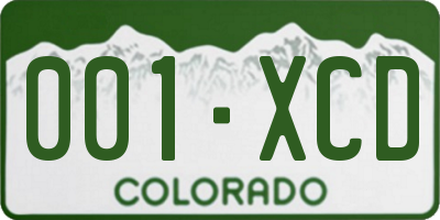 CO license plate 001XCD