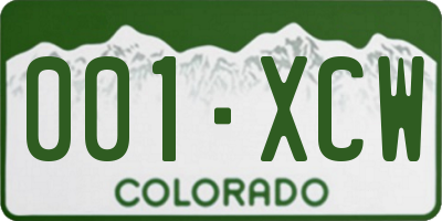 CO license plate 001XCW