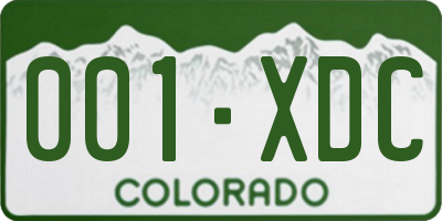 CO license plate 001XDC