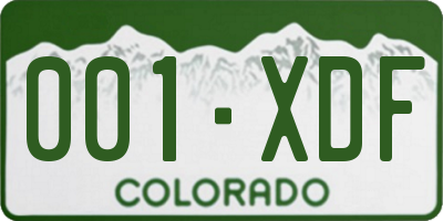 CO license plate 001XDF