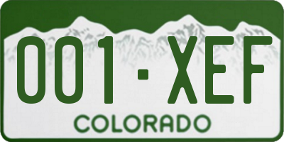 CO license plate 001XEF