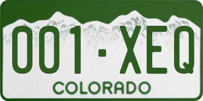 CO license plate 001XEQ
