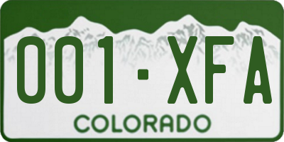 CO license plate 001XFA