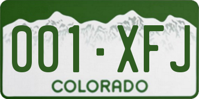 CO license plate 001XFJ