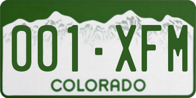 CO license plate 001XFM