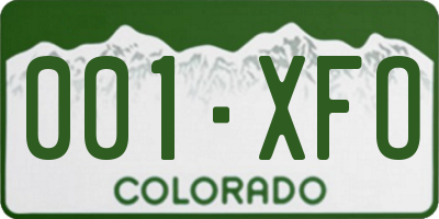 CO license plate 001XFO