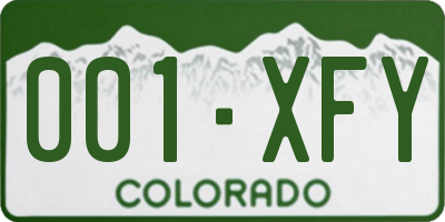 CO license plate 001XFY