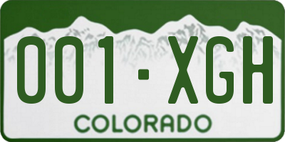 CO license plate 001XGH