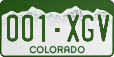 CO license plate 001XGV